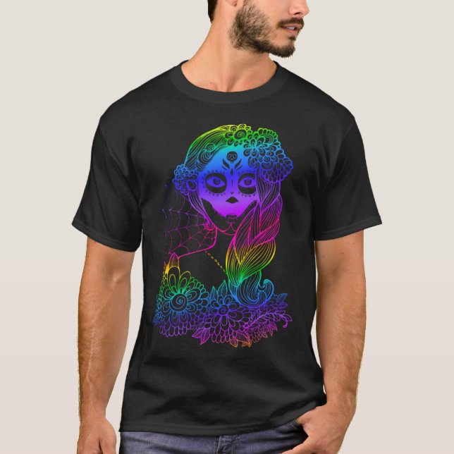 Day Of The Dead Dia De Los Muertos Sugar Skull Mex T-Shirt (Front)