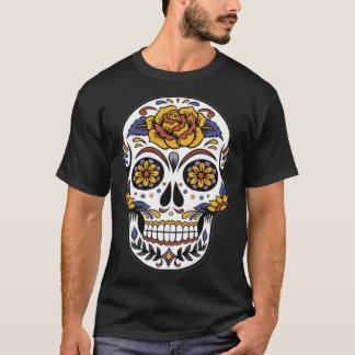 Day of the Dead Dia De Muertos flower sugar Skull T-Shirt