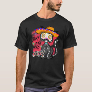 Day of the Dead Día de Muertos Halloween Cat Skull T-Shirt