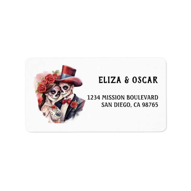 Day of the Dead Día de Muertos Sugar Skull Address Label (Front)