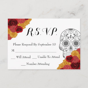 Day of the Dead Dia Los Muertos RSVP Wedding Card