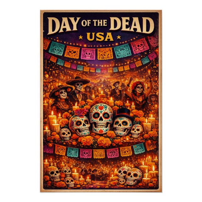 Day of the Dead festival USA travel Poster (Front)