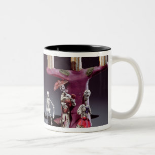 Day of the Dead figures as musicians Two-Tone Coffee Mug