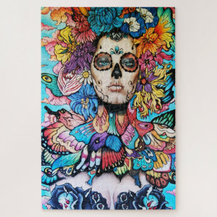 Day of the Dead Floral Skull Jigsaw Puzzle