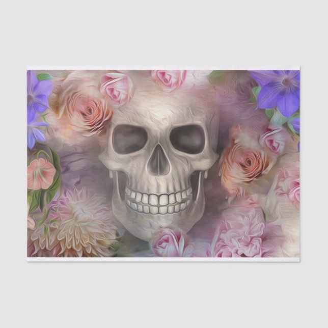 Day of the Dead Floral Skull Tissue Paper (Front)