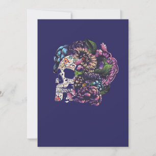 Day of the dead floral sugar skull with flowers invitation