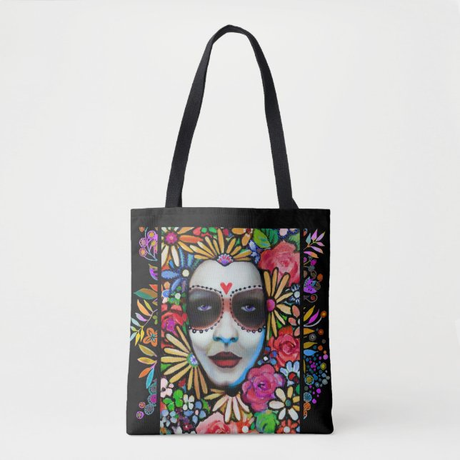 Day of the Dead Floral Tote Bag (Front)
