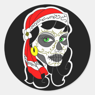 Day of the dead girl classic round sticker