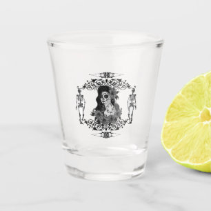 Day of the dead gothic art by Renee Lavoie Shot Glass