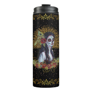 Day of the dead gothic art by Renee Lavoie Thermal Tumbler