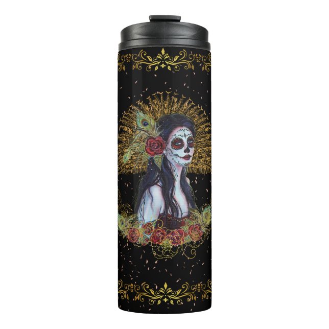 Day of the dead gothic art by Renee Lavoie Thermal Tumbler (Front)