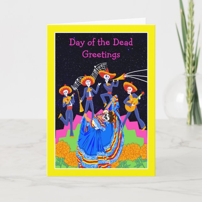 Day of the Dead Greetings Dancing Catrina Card (Front)