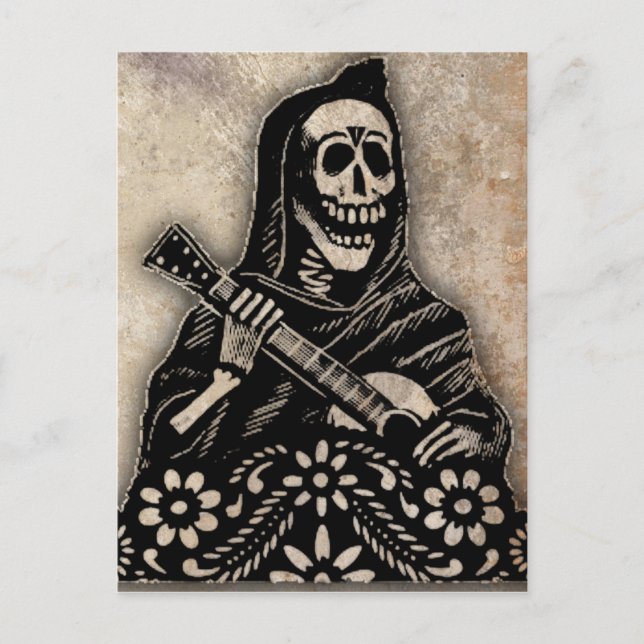 Day of the Dead Guitar Playing Skeleton Postcard (Front)