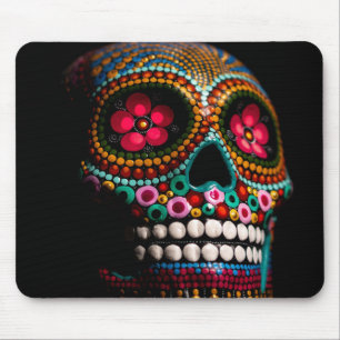 Day of the Dead Halloween Cute Painted Skull Mouse Mat
