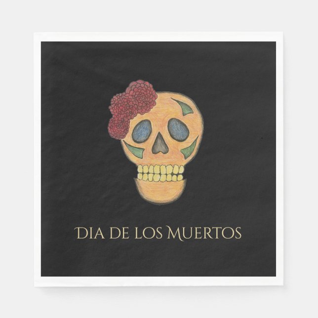 Day of the Dead Halloween Gothic Sugar Skull   Napkin (Front)