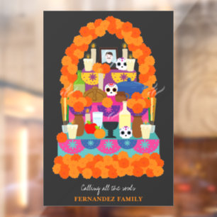 Day of the dead halloween party window cling