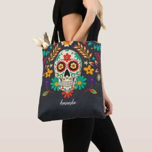 Day of the Dead Halloween Personalise Sugar Skull  Tote Bag