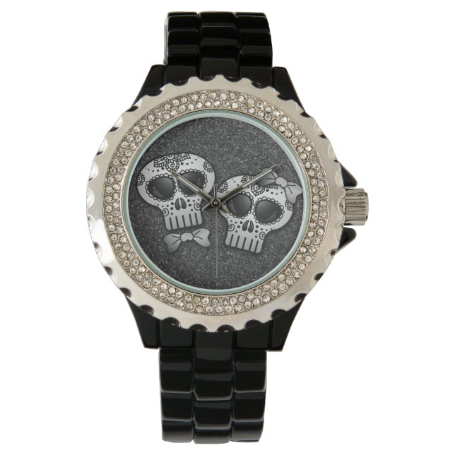 Day of the Dead Halloween Skull Dia de los Muertos Watch (Front)