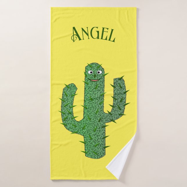 Day of the Dead Happy Cactus Custom Name Bath Towel (Bath Towel)