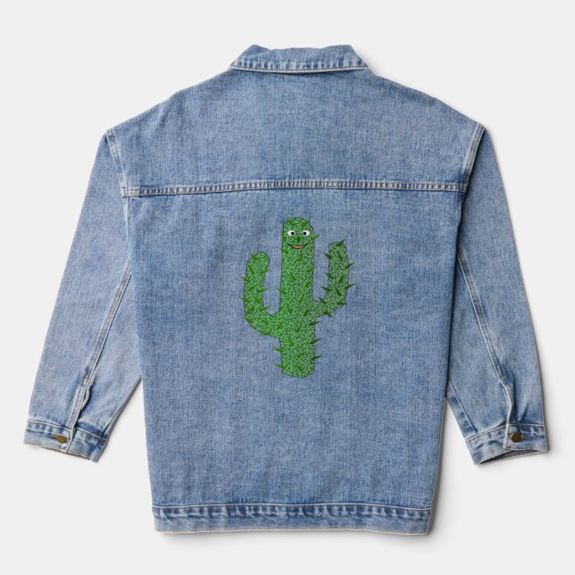 Day of the Dead Happy Cactus Denim Jacket (Back)