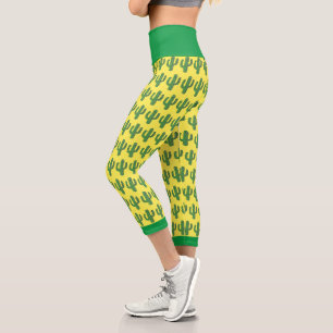 Day of the Dead Happy Cactus Patterned Capri Leggings