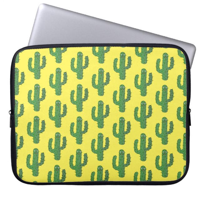 Day of the Dead Happy Cactus Patterned Laptop Sleeve (Front)