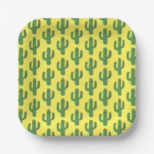 Day of the Dead Happy Cactus Patterned Paper Plate