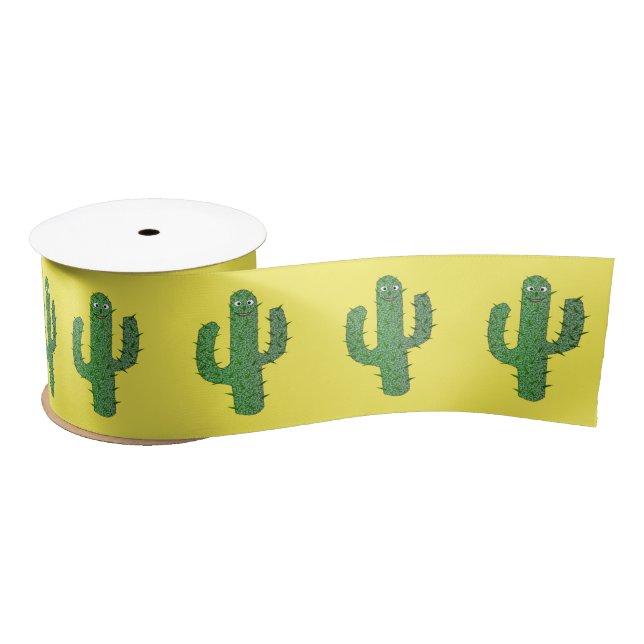 Day of the Dead Happy Cactus Patterned Satin Ribbon (Spool)