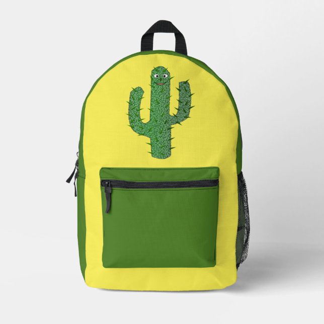 Day of the Dead Happy Cactus Printed Backpack (Front)