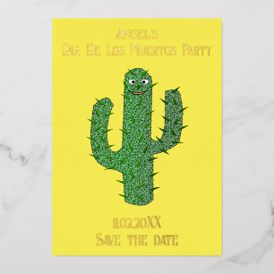 Day of the Dead Happy Cactus Save the Date Foil Holiday Card