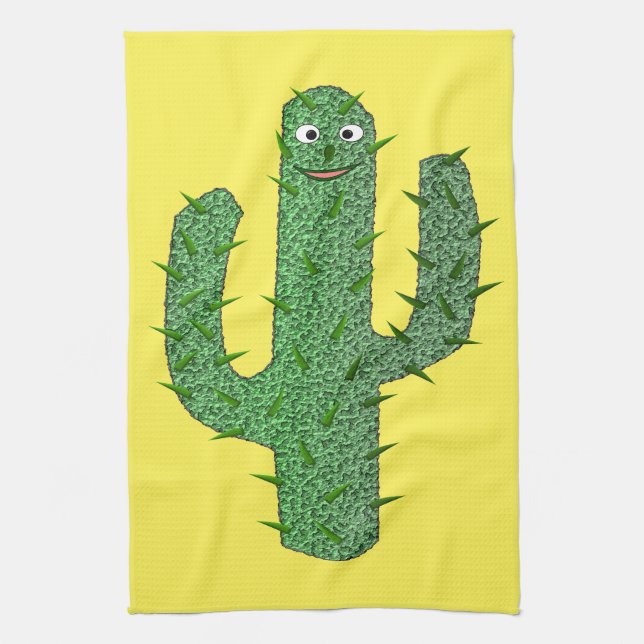Day of the Dead Happy Cactus Tea Towel (Vertical)