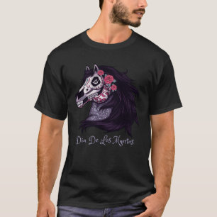 Day of the Dead Horse Halloween Sugar Skull Costum T-Shirt