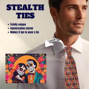 Day of the Dead Husband & Wife Skull Men's Tie