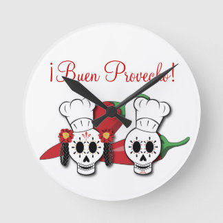 Day of the Dead Kitchen Clock with Chilli Peppers