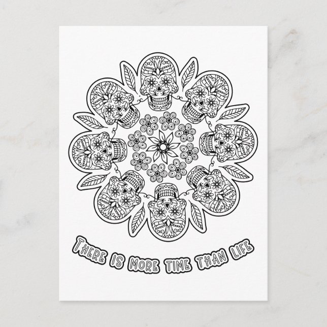 Day of the Dead Mandala Colouring Activity Postcard (Front)