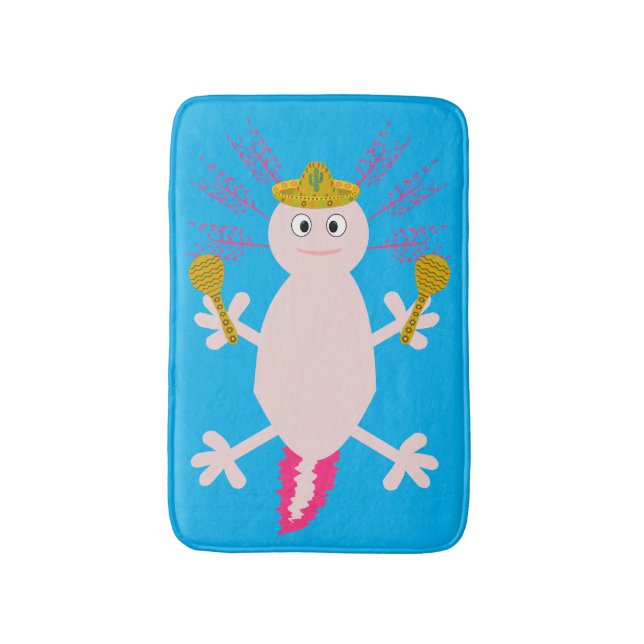 Day of the Dead Mexican Axolotl Bath Mat (Front Vertical)