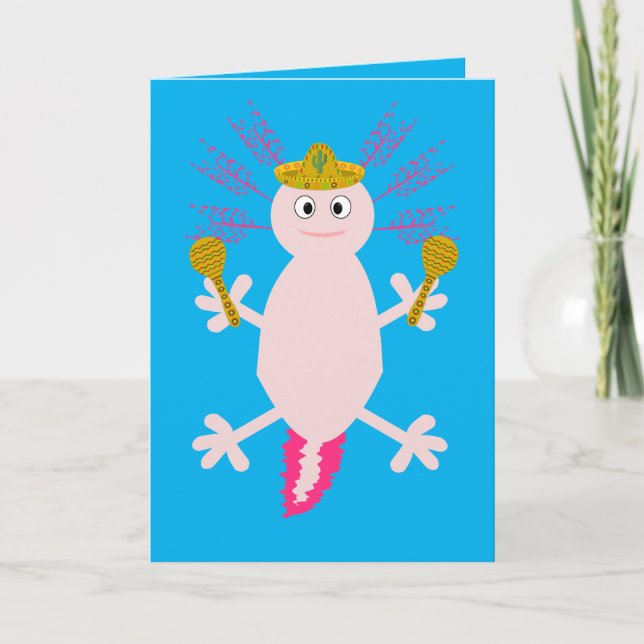 Day of the Dead Mexican Axolotl Custom Card (Front)