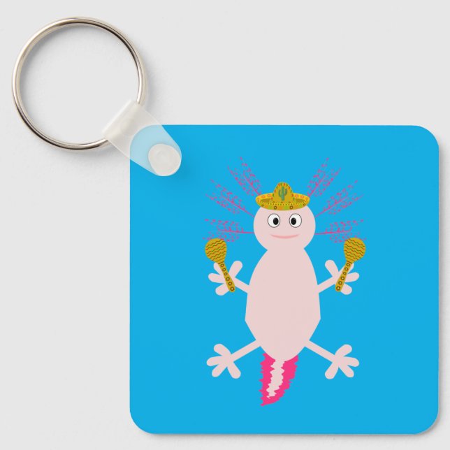 Day of the Dead Mexican Axolotl Custom Key Ring (Front)