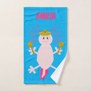 Day of the Dead Mexican Axolotl Custom Name Hand Towel