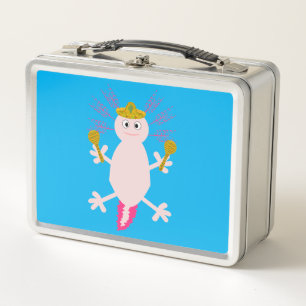 Day of the Dead Mexican Axolotl Custom Name Metal Lunch Box