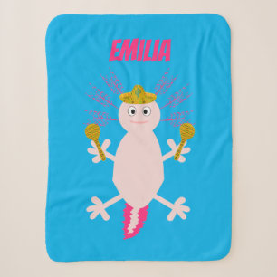 Day of the Dead Mexican Axolotl Custom Name Sherpa Blanket