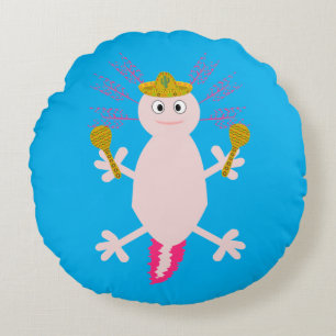 Day of the Dead Mexican Axolotl Custom Round Cushion