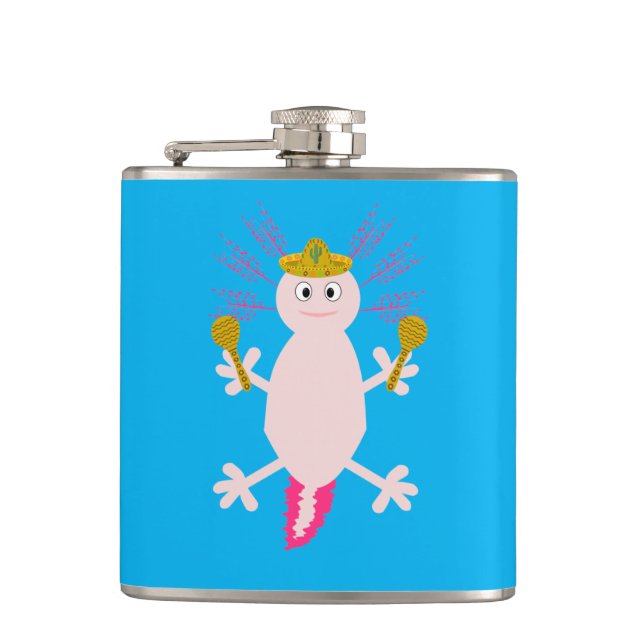 Day of the Dead Mexican Axolotl Hip Flask (Front)