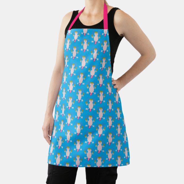 Day of the Dead Mexican Axolotl Patterned Apron (Insitu)