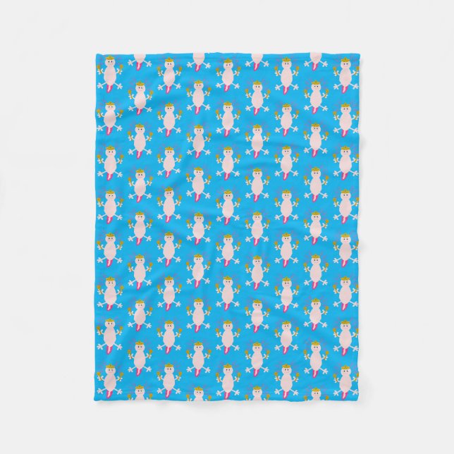 Day of the Dead Mexican Axolotl Patterned Fleece Blanket (Front)
