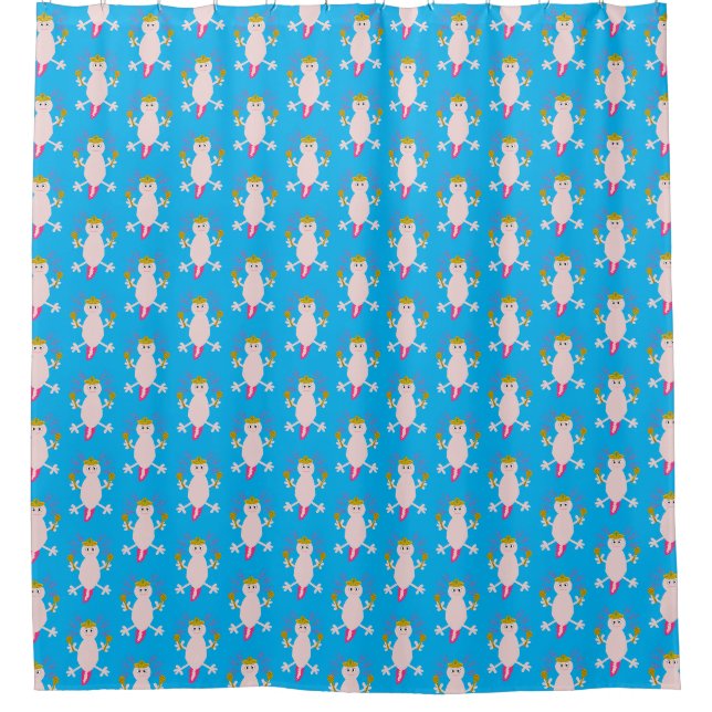 Day of the Dead Mexican Axolotl Patterned Shower Curtain (Front)