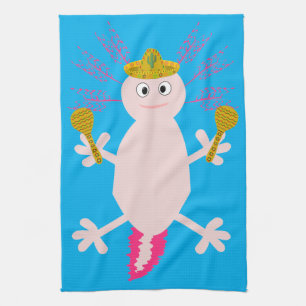 Day of the Dead Mexican Axolotl Tea Towel