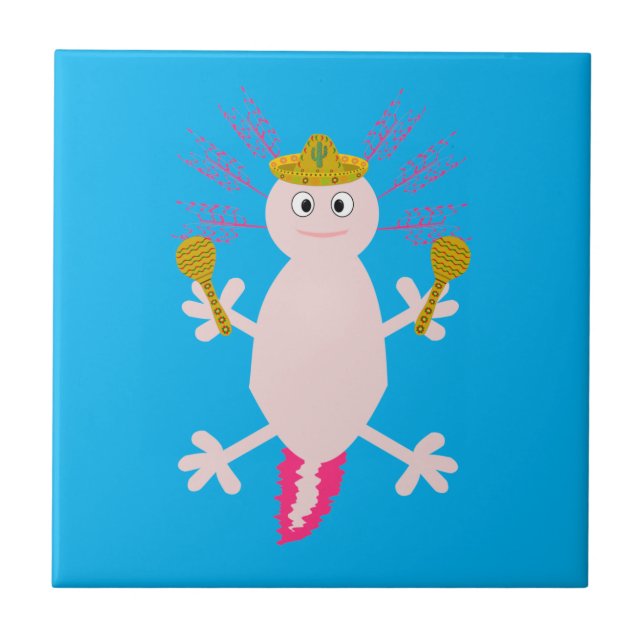 Day of the Dead Mexican Axolotl Tile (Front)