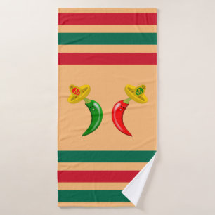 Day of the Dead Mexican Chilis Bath Towel