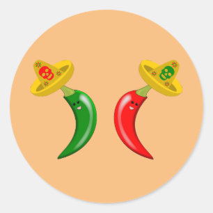Day of the Dead Mexican Chilis Classic Round Sticker